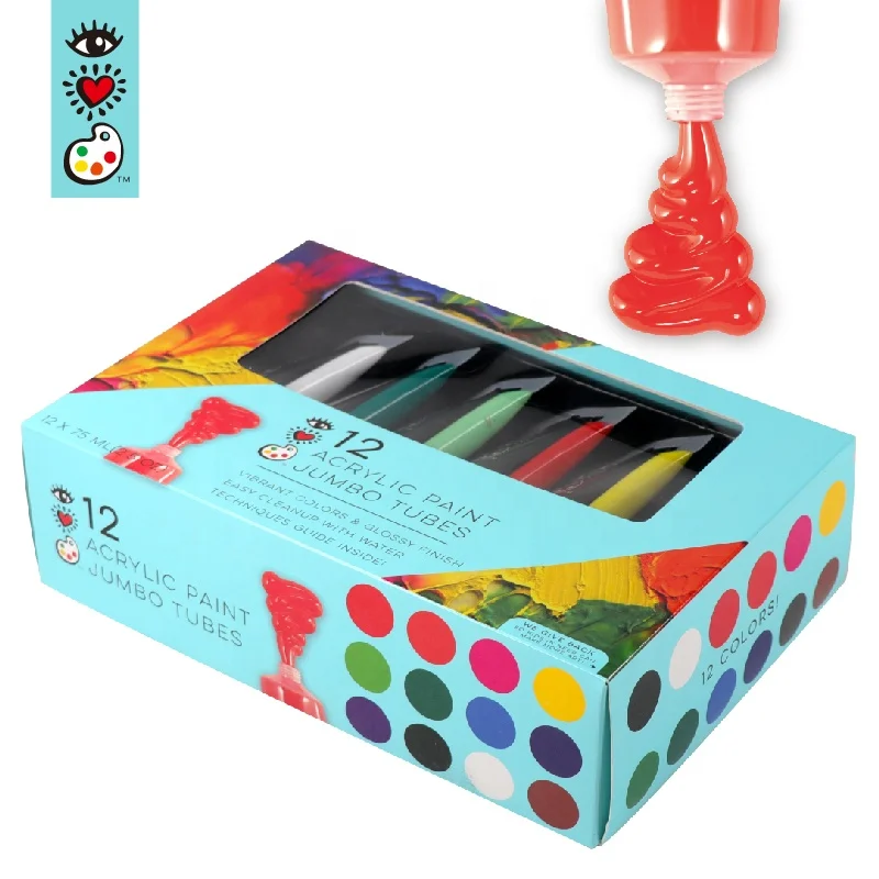 
75ml Plastic Tubes 12 Colors Art Acrylic Paint Bulk 