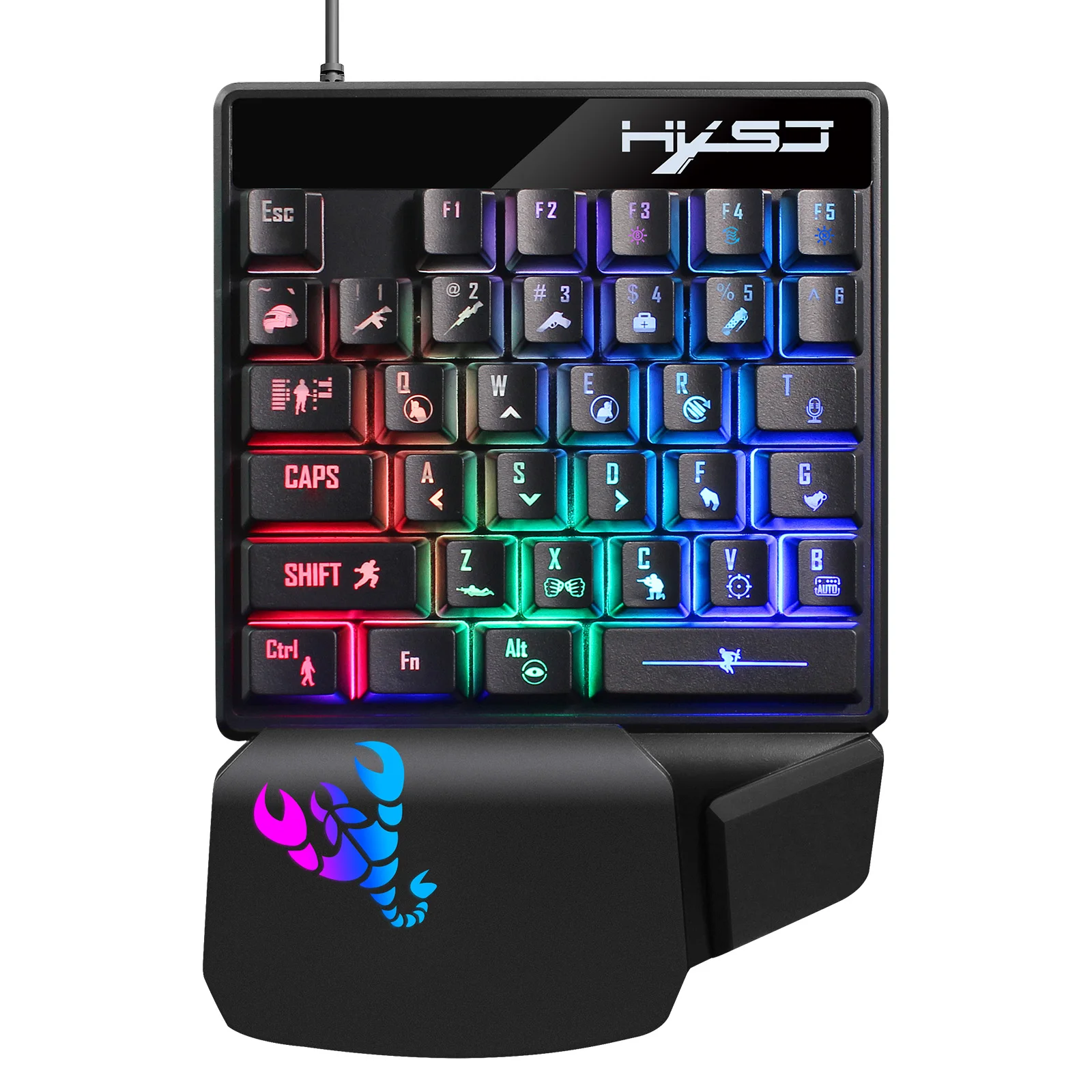 HXSJ V400RGB one-handed membrane keyboard left-handed mechanical feel eat chicken one-handed backlit keyboard 35 key