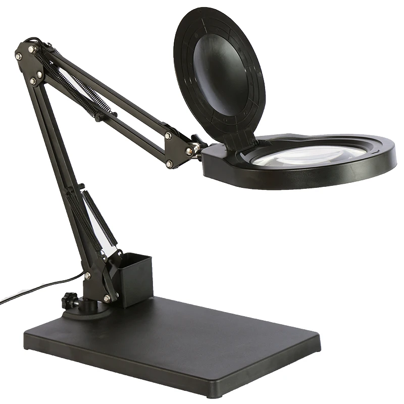 Magnifying Glass with Light and Stand, Real Glass Lens 5.5 Diopter Magnifying Lamp, 3 Color light Modes  for close work