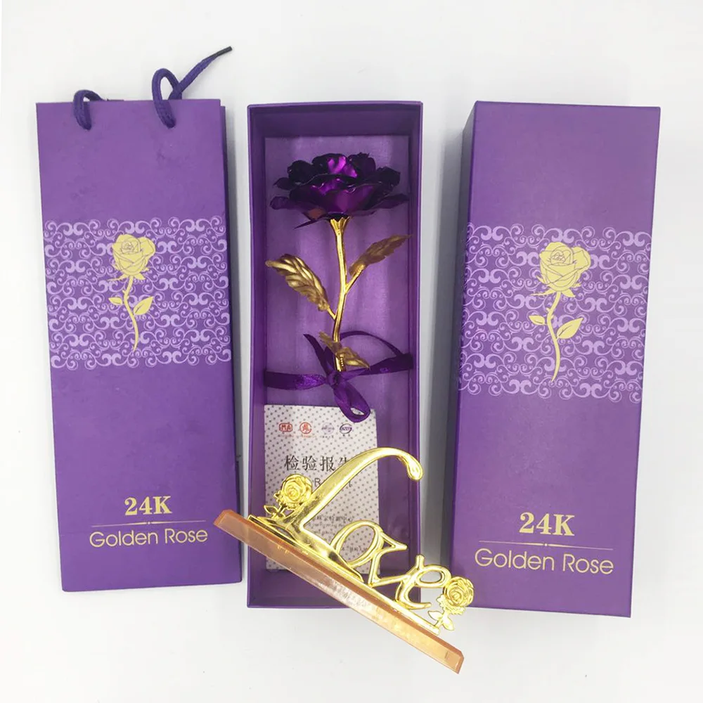 Factory supply Golden Rose With love stand Gift Box  for wedding girlfriend wife lover
