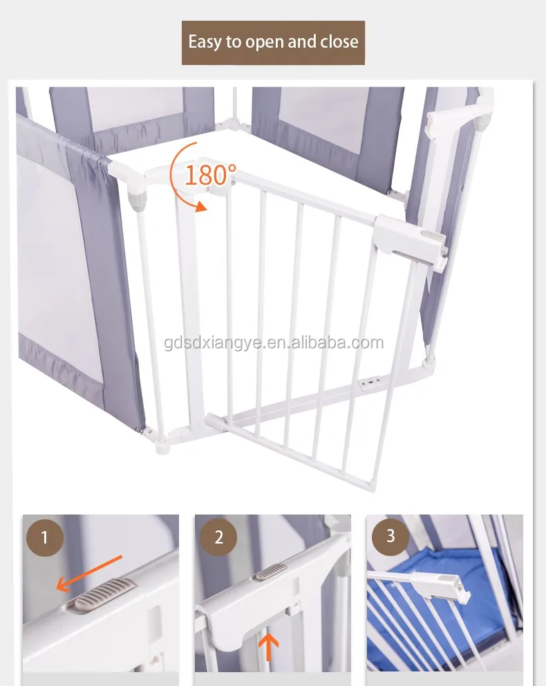 Portable Easy Folding Indoor Fabric Large Toddler Safety Fence Baby Playpen with Gate for Kids