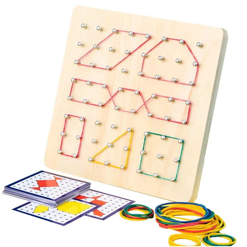 Wooden Pegboard Games Children Early Creative Jigsaw Puzzle Board Geometry Card Cognitive Teaching Aids Toys For Kids Boys Girls