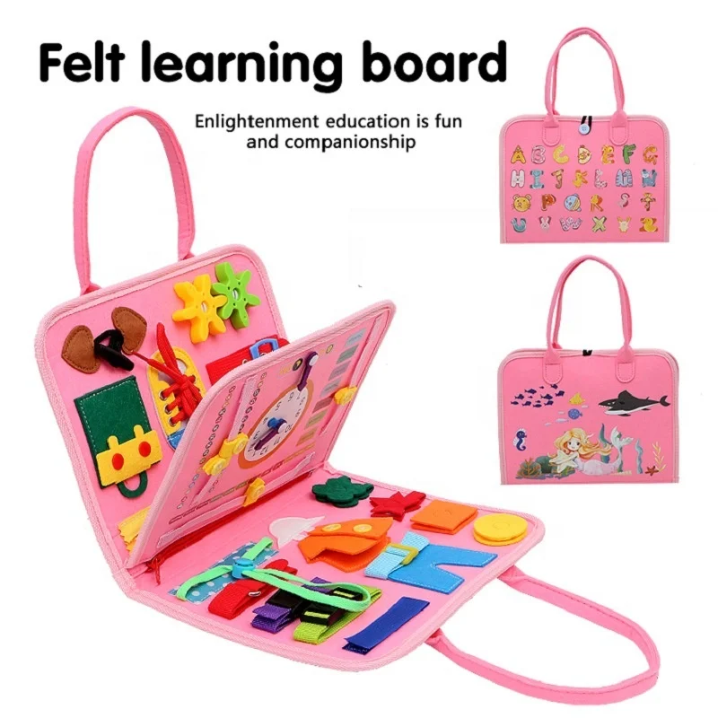 New Toddlers Busy Board   Sensory felt learning Board Montessori Toys