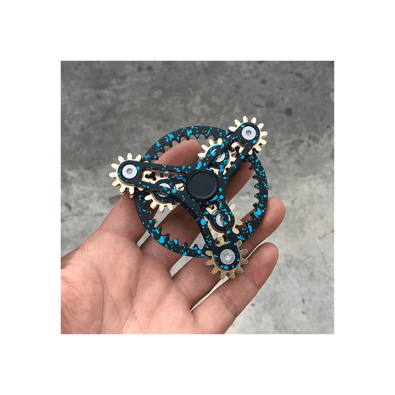 Stress Relief Finger Gyro Spinning Top Fidget Spinner Gears Linkage Fidget Gyro Toy Metal Gear Linkage Fidget Spinner