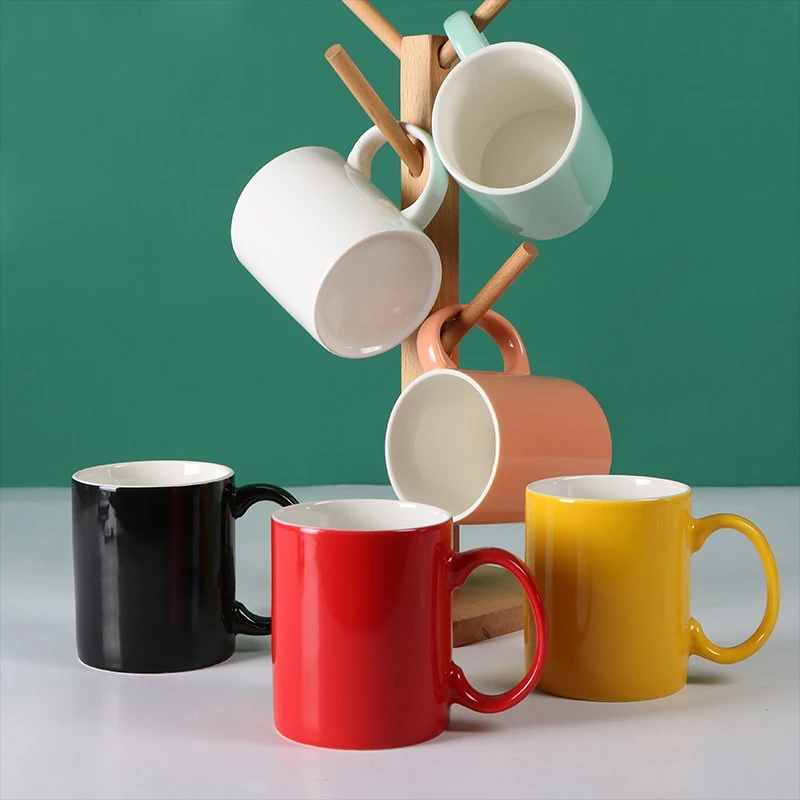 Dishwasher Safe 11oz Ceramic Coffee Mug Custom Logo Printed Colorful Stoneware Tea Cup For Promotional Gift