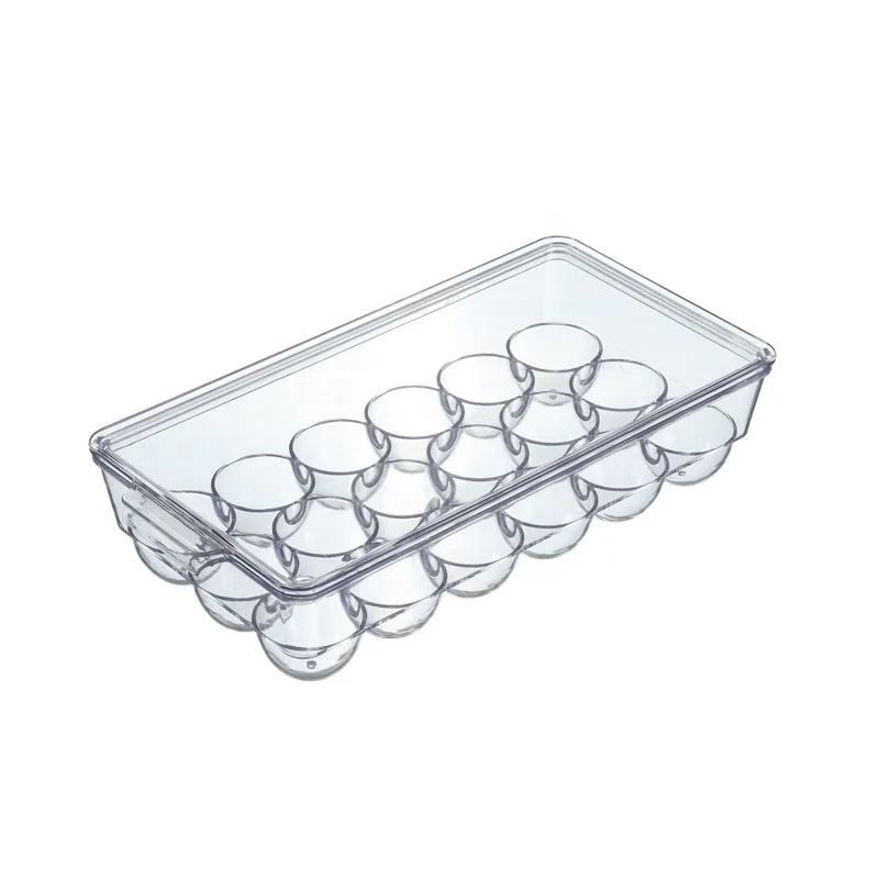 18 Grids Stackable Clear Plastic Kitchen Refrigerator Egg Tray