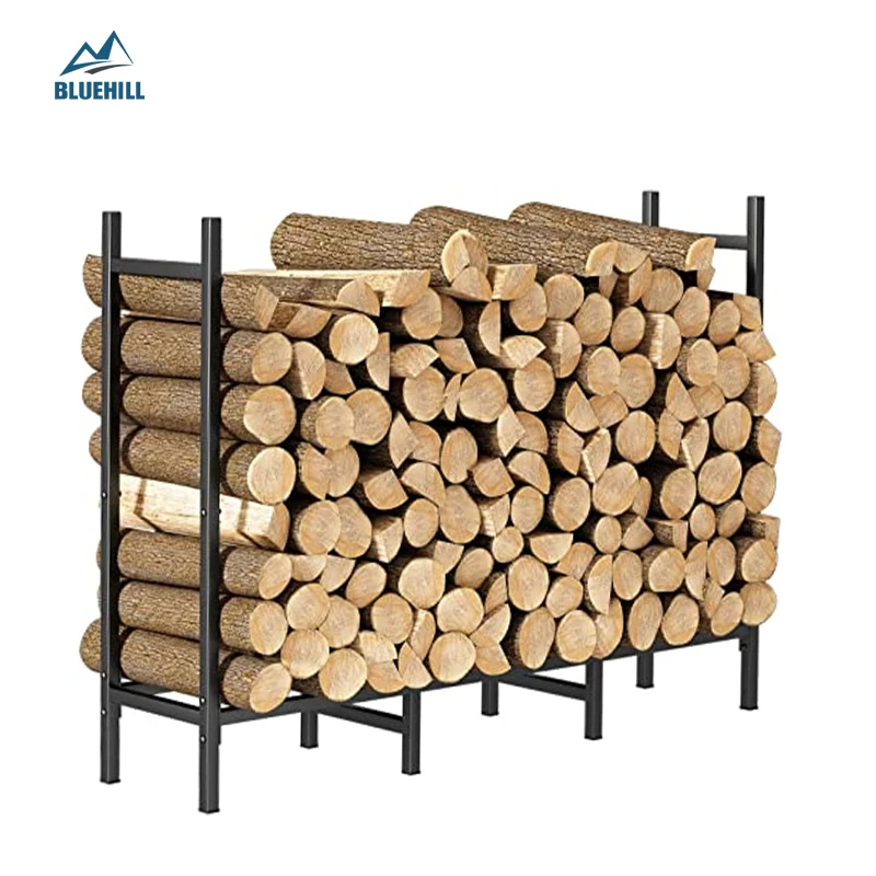 4ft,8ft Outdoor/Indoor Firewood Rack Holder,Adjustable Heavy Duty Fire Log Stacker Stand Holder for Fireplace Wood Storage
