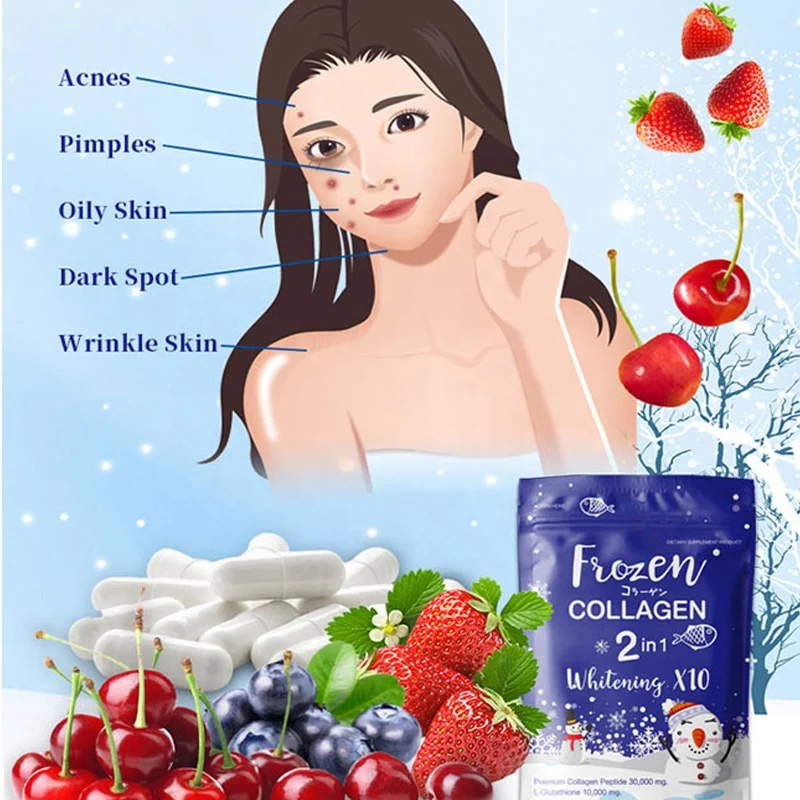 Factory customized frozen collagen peptide two-in-one  vitamins fruits whitening and hydrating antioxidant collagen capsule