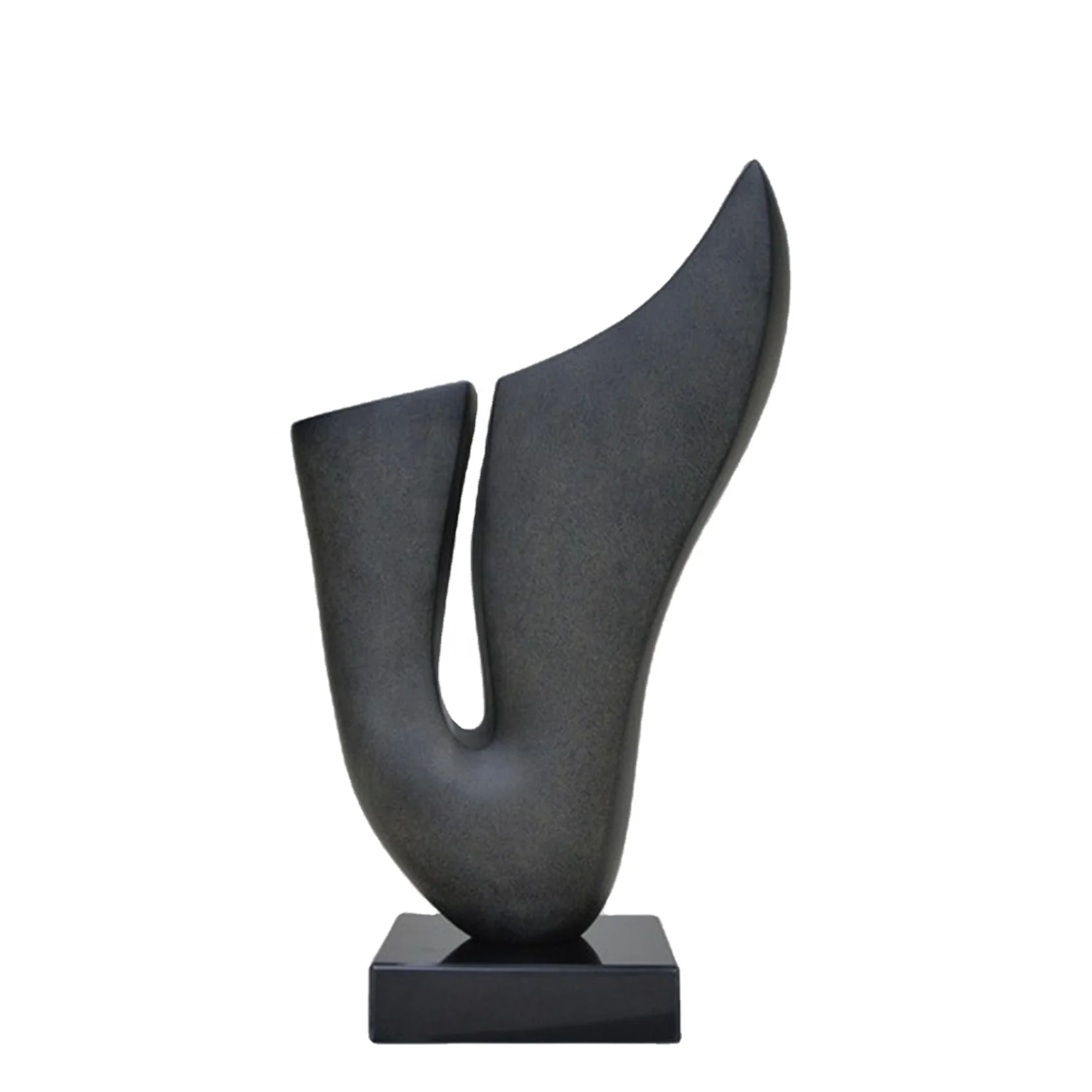 Hand Carved Modern abstract Matt Gray resin frp art sculpture for WEDDING decoration