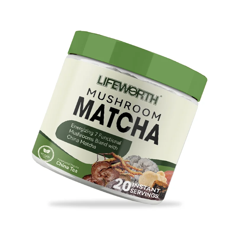Lifeworth Adaptogens mushrooms Oat Milky powder blends matcha Green Tea Latte