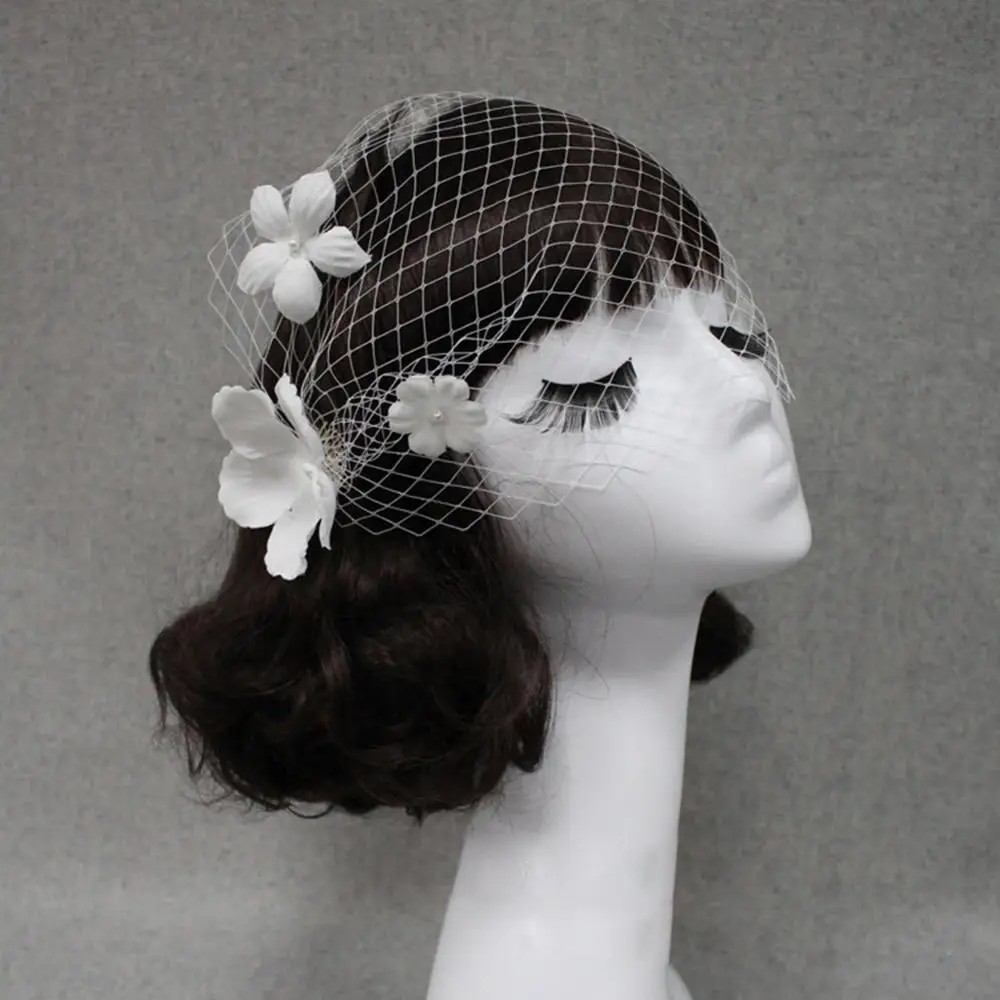 2021 Cheap White Wedding Bridal Birdcage Women Face Veil Fascinator With Hair Comb
