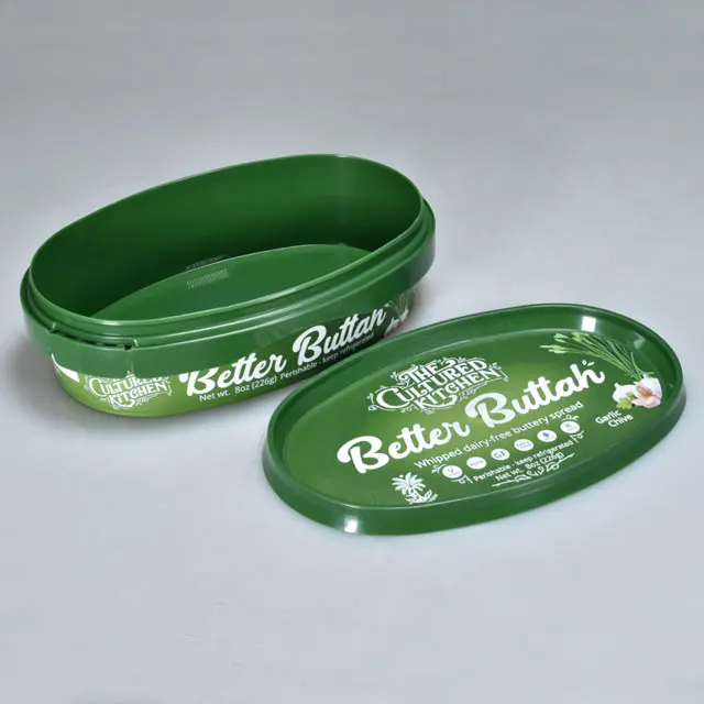 Wholesale Eco Friendly Packaging Pp Plastic 250g Oval Cheese Butter Box Dairy Margarine Container