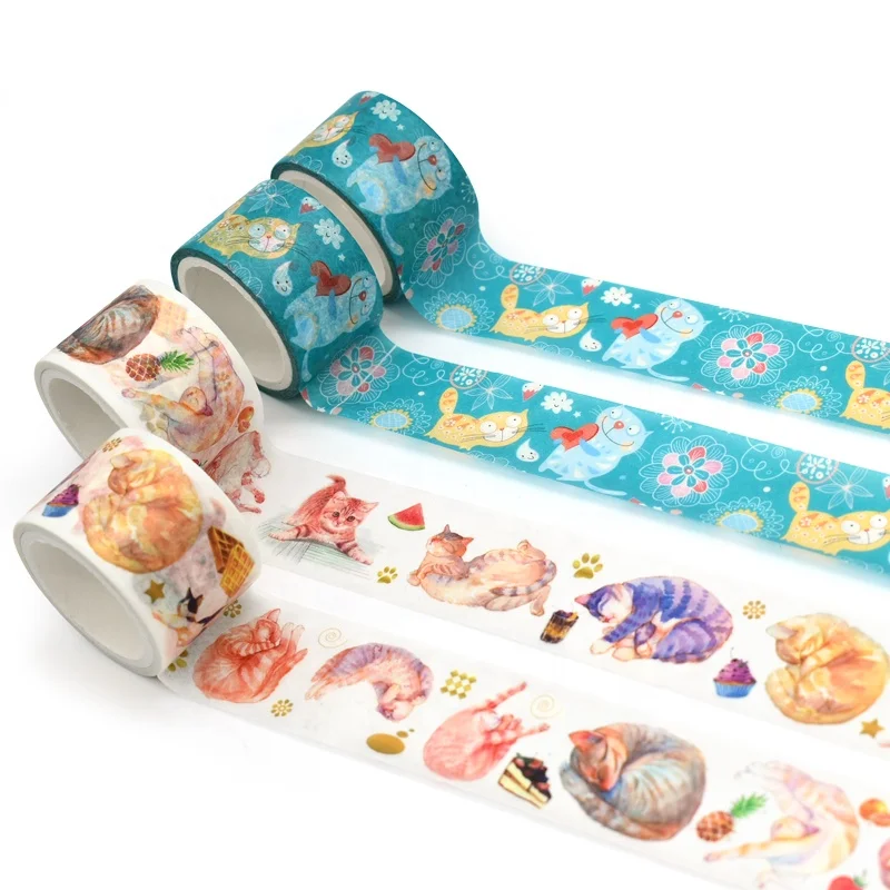 Best Selling Washi tape Custom Printed Cute Cats Paper Sticker For Scrapbooking Gift Packing