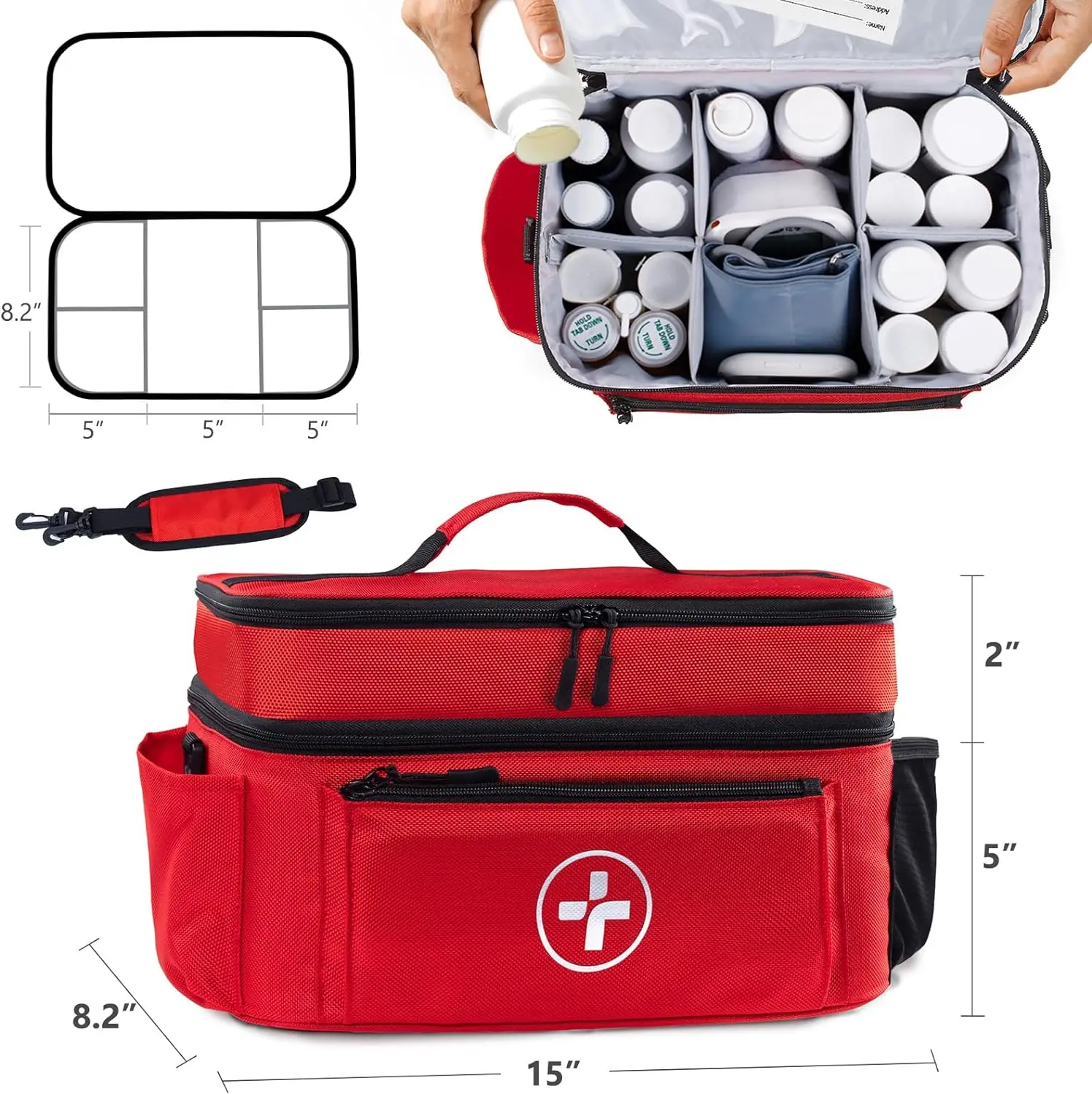 Functional Pockets  Empty Travel Medicine Bag Organizer Storage Pill Bottle Organizer Storage  First Aid Kit