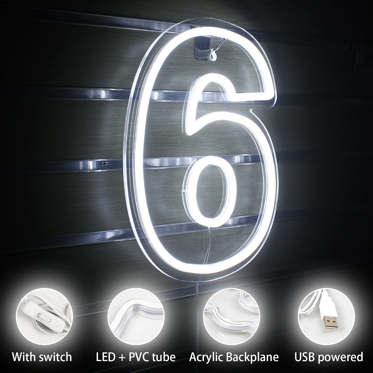 Wanxing Birthday Neon Sign Custom Number 6  LED Neon Light Party,Sweet Birthday Gifts