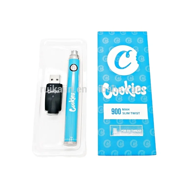 
Cookie CBD vape pen battery 900mAh slim twist battery thread 510 cookies 