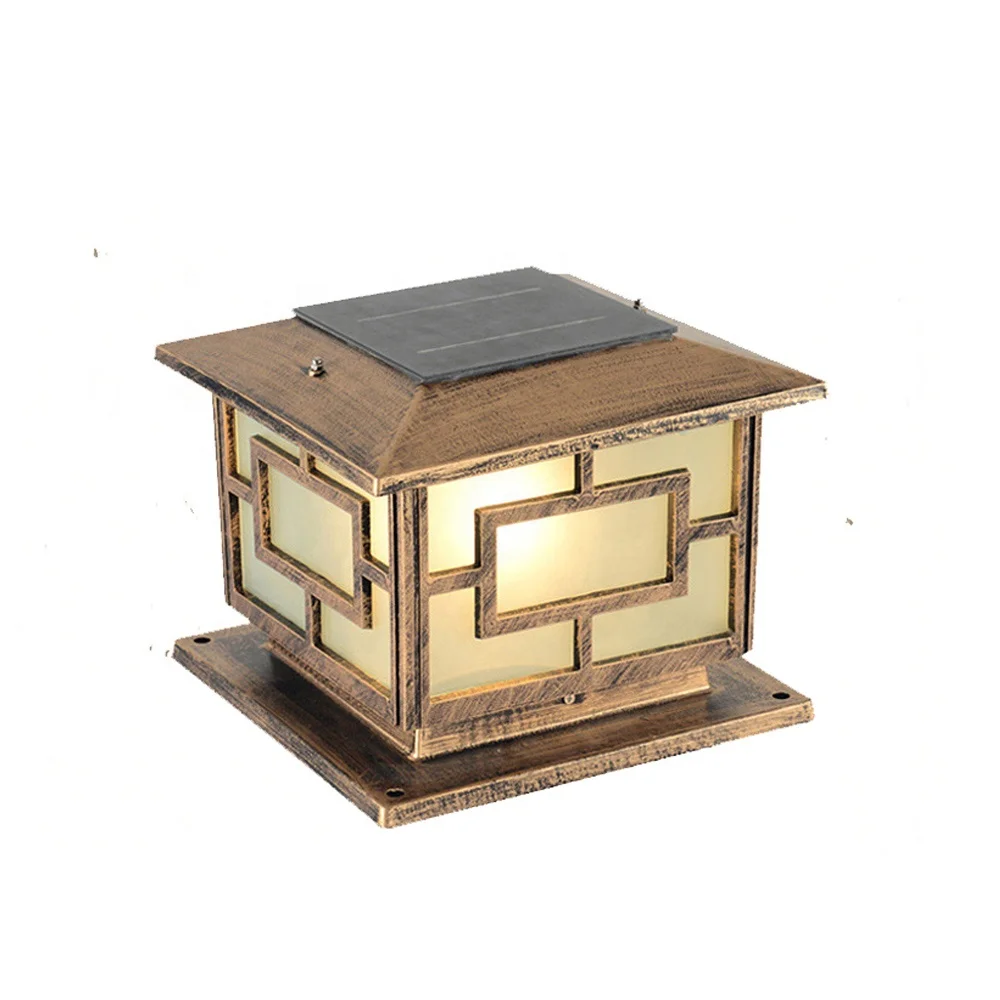 
6w black aluminum body material Fence post lights gate home waterproof solar pillar lamp 