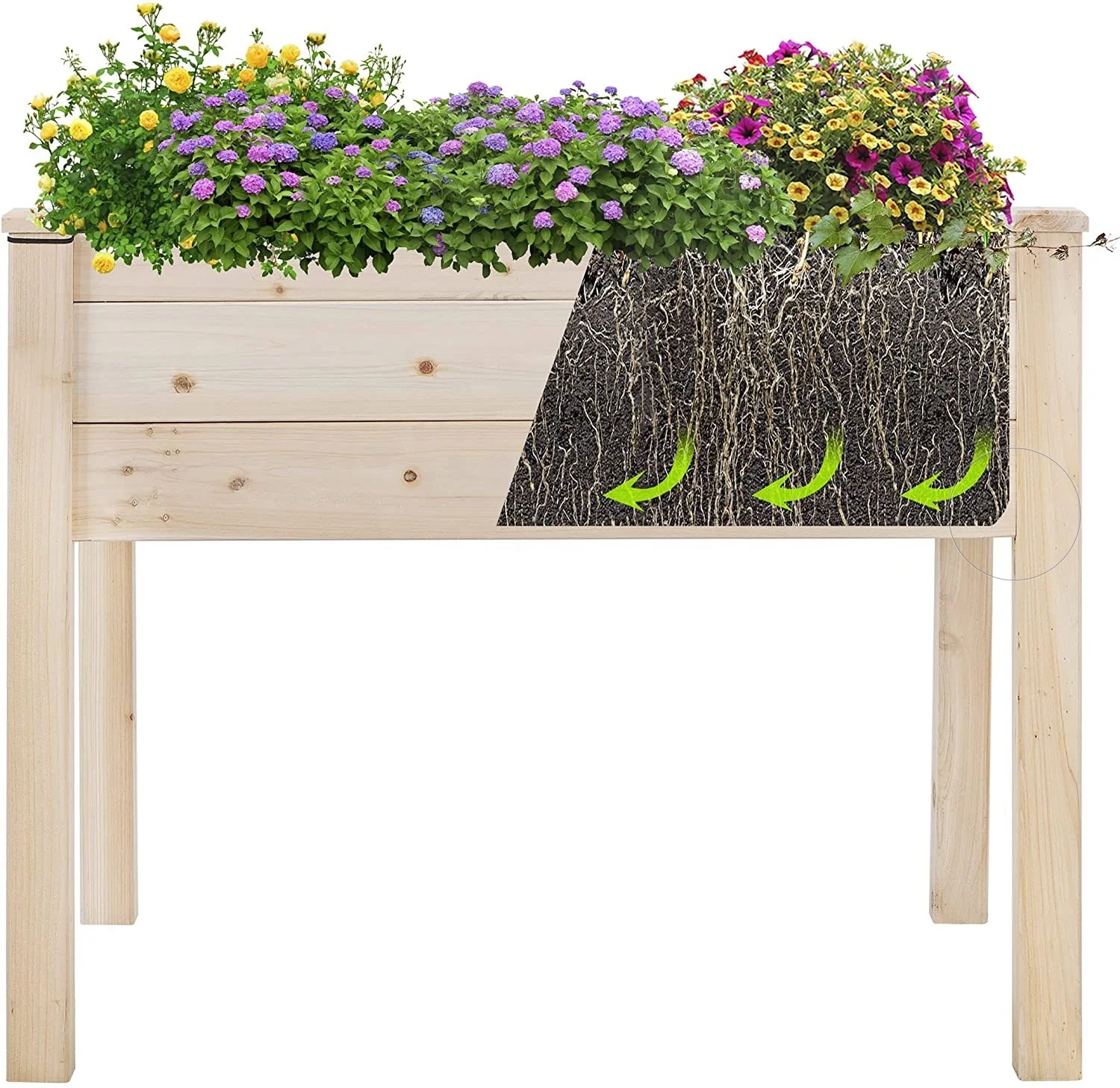 modern design high quality outdoor furniture wooden raised bed garden planter horseshoe raised garden bed with greenhouse cover
