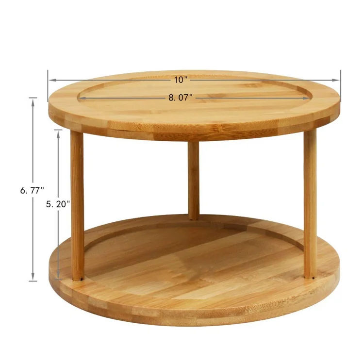 save space rotating spice rack 10 inch 2 tier bamboo kitchen countertop cabinet rotating condiments organizer