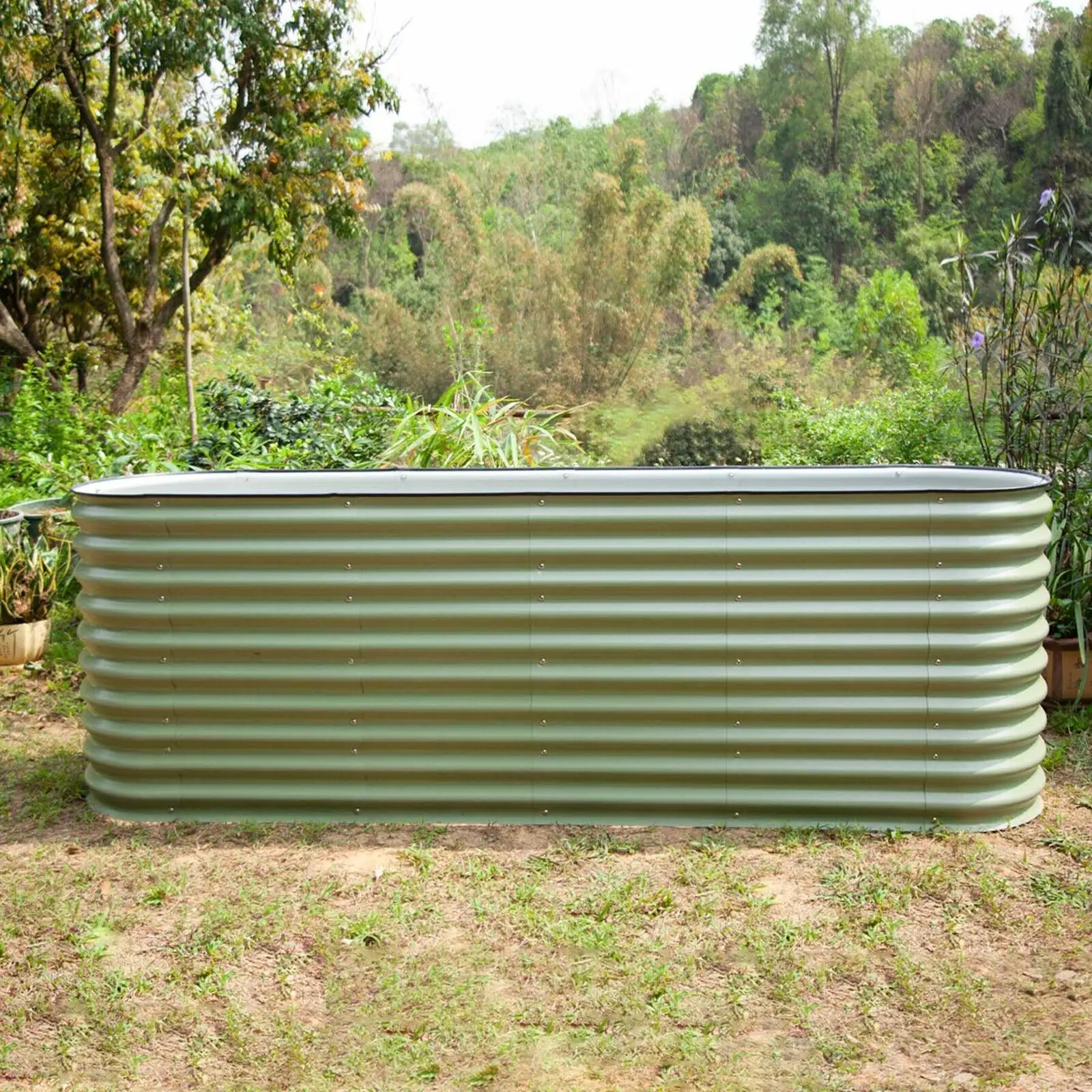 Outdoor Metal Raised Garden Bed Planter 32' Tall Carton Box Stainless Steel Flower Pot Modern Outdoor Decoration Powder Coated