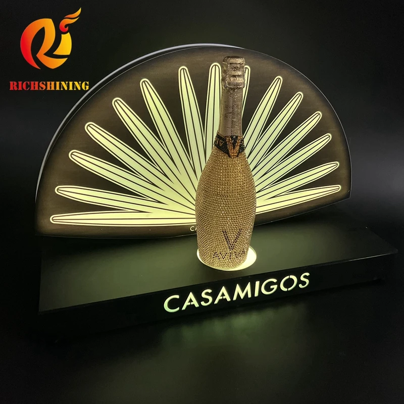 RICHSHINING Custom colorful led bottle display racks casamigos tequila Led bottle presenter Model for night club bar