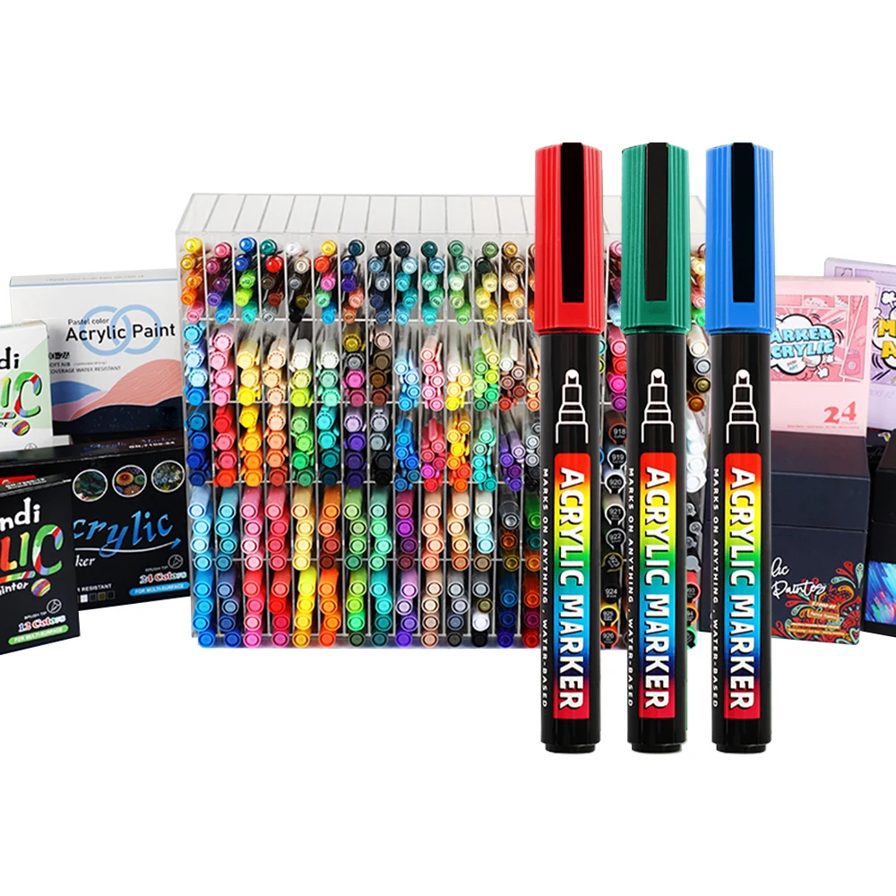 12/24/36/48 Color Fine Tip Waterproof Permanent Acrylic Marker Pen Set For Art Painting Drawing Diy Work