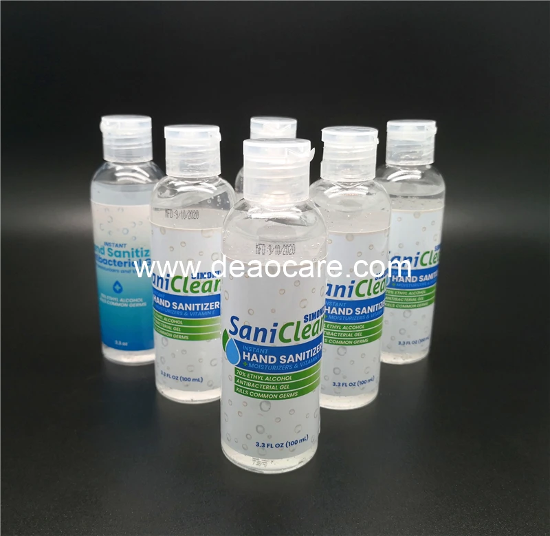 70% Ethyl Alcohol Simoniz Saniclean USA anti bacterial 100ml Hand Sanitizer Gel