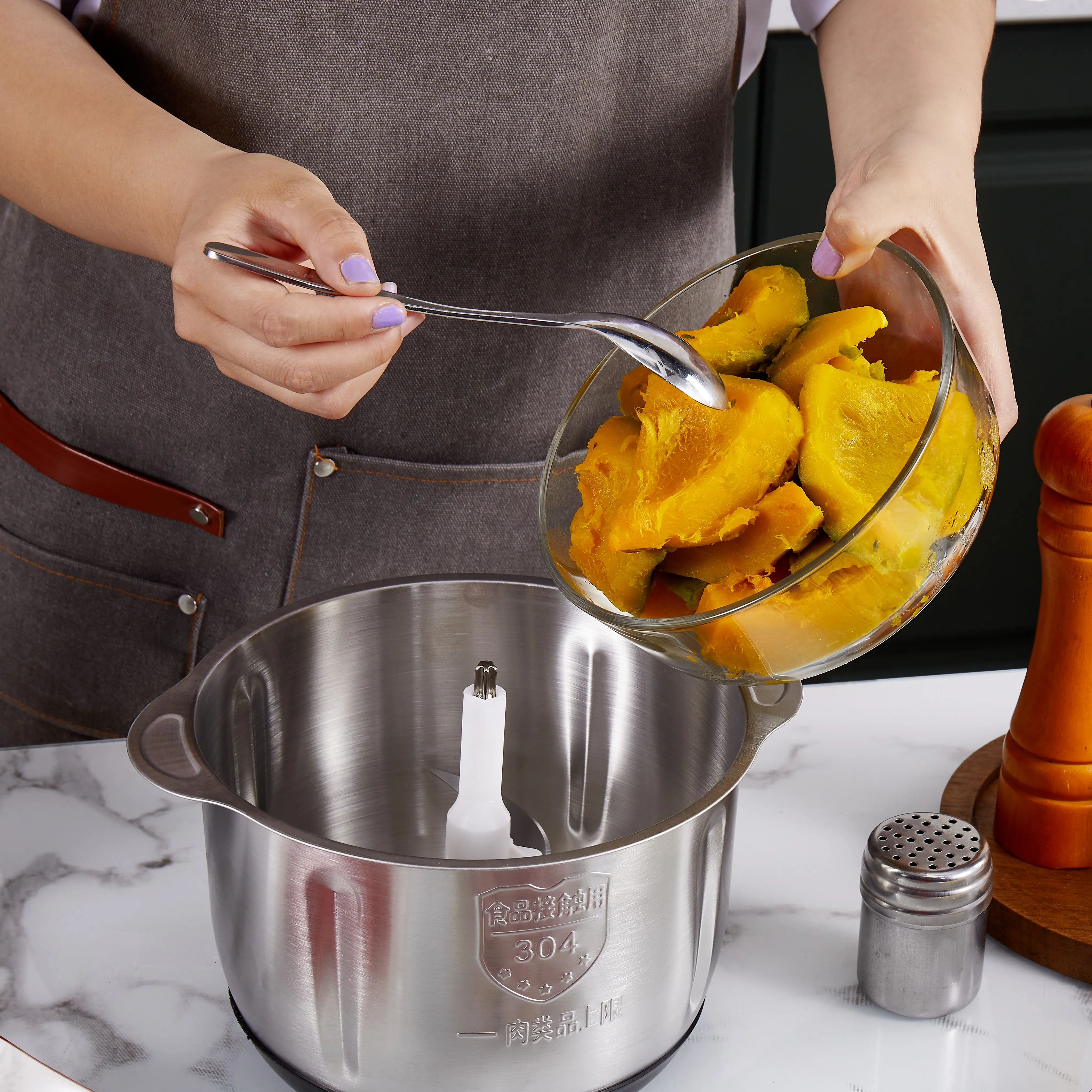 Ручная мясорубка из нержавеющей стали panasonic fufu machine Размер 12 для