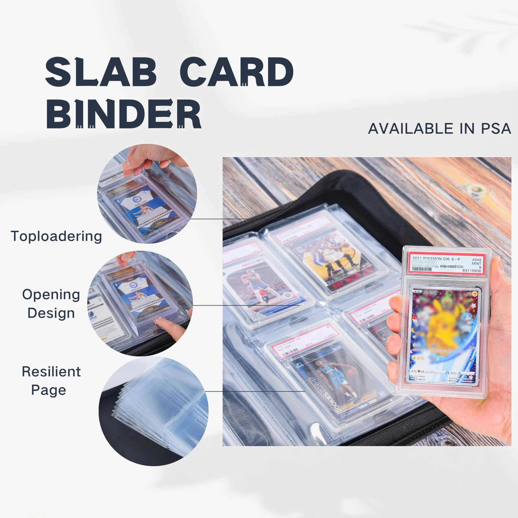 Graded Card Binder, Holds 60 Graded Cards, Premium Trading Card Binder with 4 Pocket Graded Card Sleeves