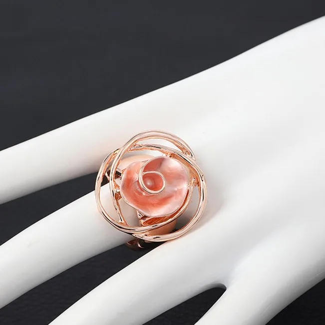 Luxury Women Rose Flower Rings Vintage Adjustable Rings Jewelry Women Colorful Enamel Rings