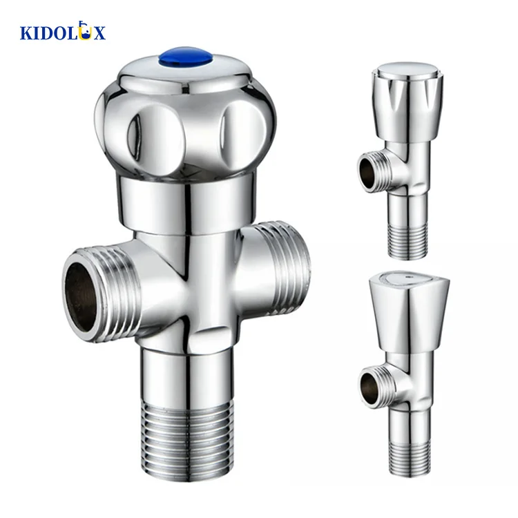 Low Price Brass 2 3 Three Two Double Dual Way Small Quarter Turn Angle-valve Angle Toilet Companion Bidet Sprayer Valve Bathroom