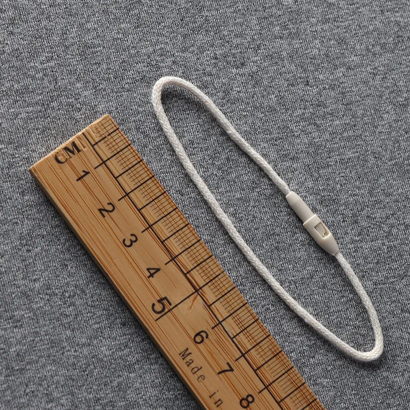 Manufacturer Black Cotton Seal Cord Bullet Shape Hang Tag String for Garment Cotton String with Plastic Clip Sustainable 1000pcs