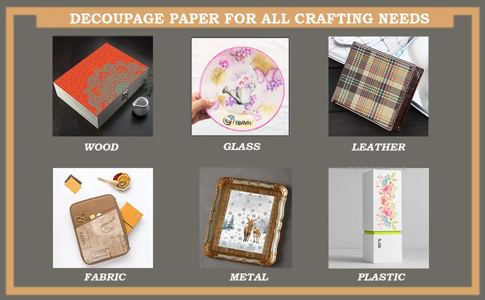Custom factory 40g Vintage Mulberry paper Rice paper Printed Floral Decoupage Paper for Wood Crafts Scrapbooking and Furniture