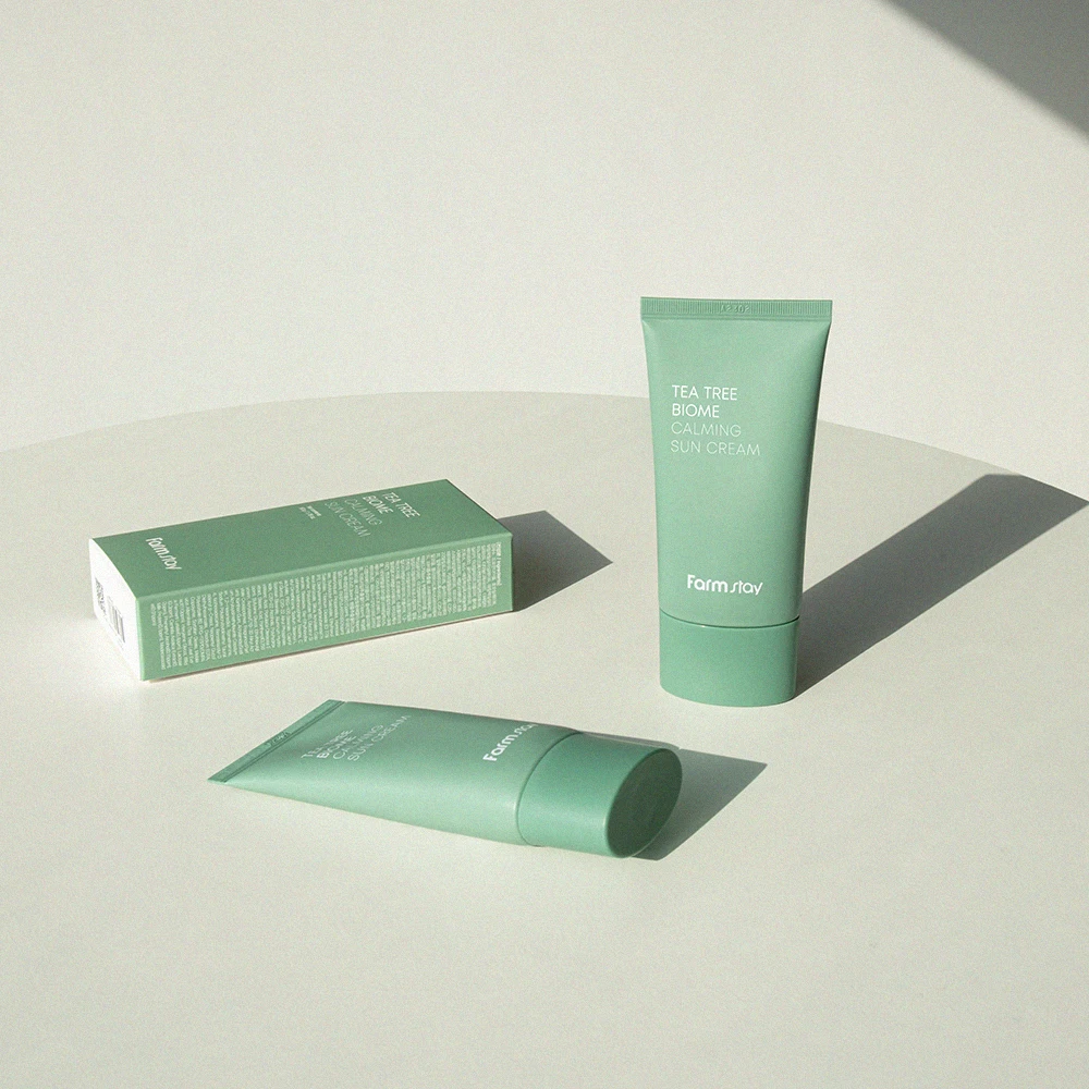 Own brand OEM daily moisturizing cream SPF30/50 PA++facial sunscreen tea tree ingredient care sunscreen