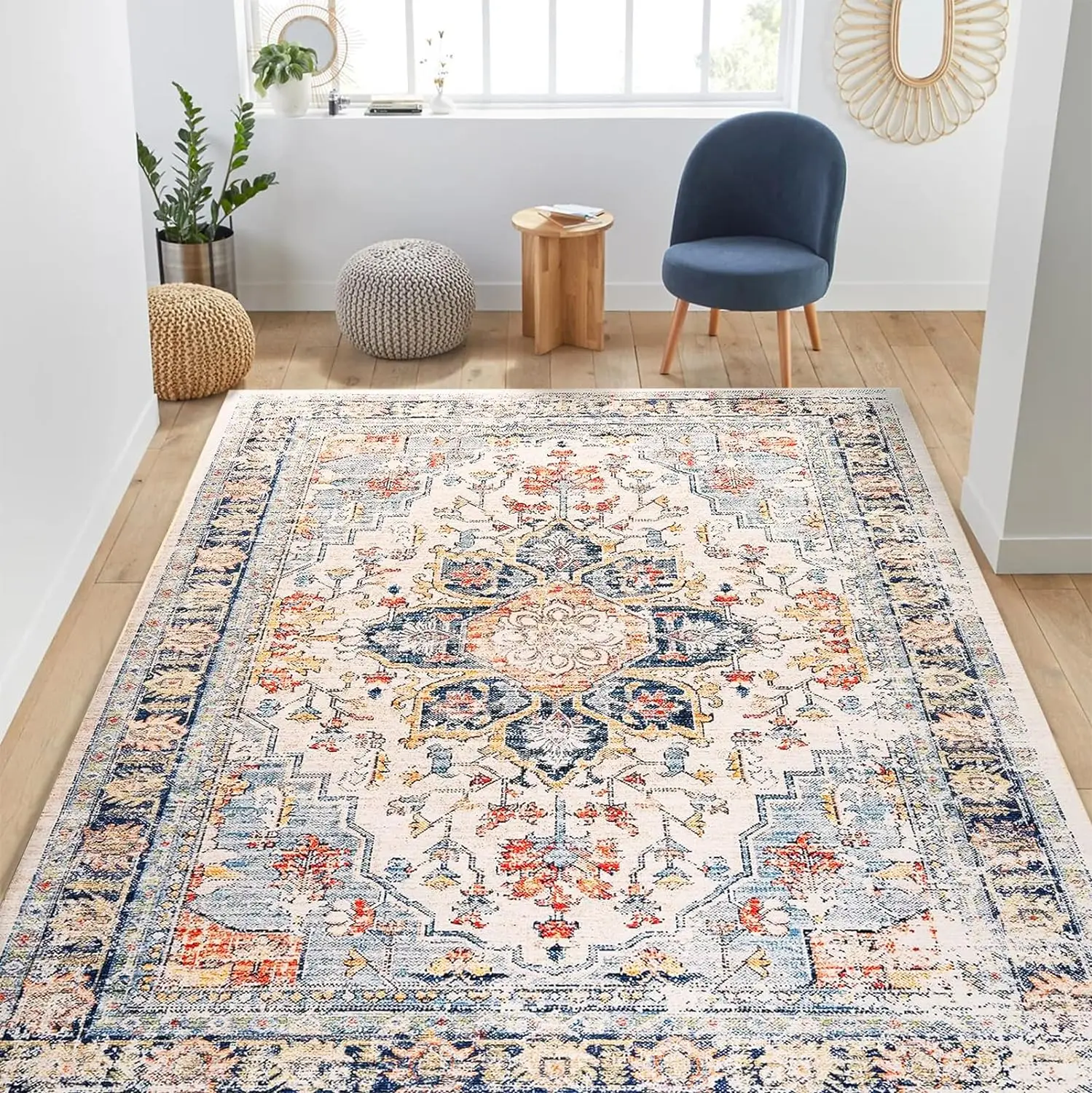 Skymoving New Custom Printed Design Machine Washable Non-Slip Area Rug Carpet Foldable Large Area Rugs for Living Room Bedroom