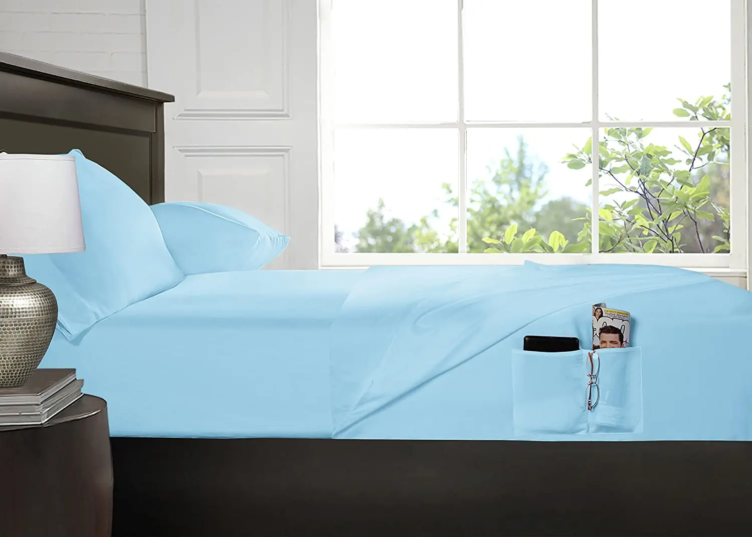 2021 New Bed Sheet Designs - 4 Pieces Home Bedding Set King size with Side Pocket on Fitted Sheet