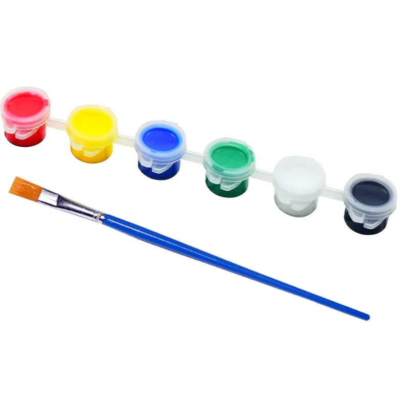 Cheap price Wholesale bulk supply 6 strip pot 5 ml acrylic paint set with brush