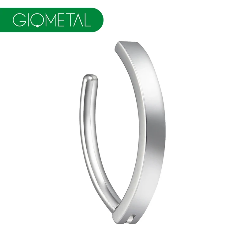 Giometal ASTM F136 титановое кольцо с внутренней резьбой плоское для пупка спираль трагус серьги пирсинг ювелирные изделия оптовая продажа