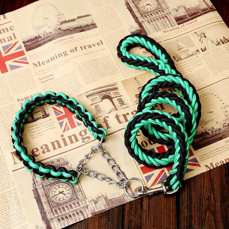 hot sell drop shipping Personalized logo Nylon woven rope Adjustable pet products dog leash collar