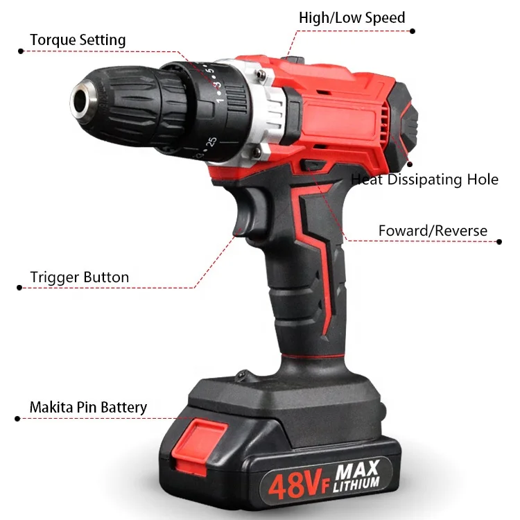 21V Brush All Copper Motor Electric Screwdriver With Impact Lithium Battery Screwdriver DIY Household Cordless power Screwdriver