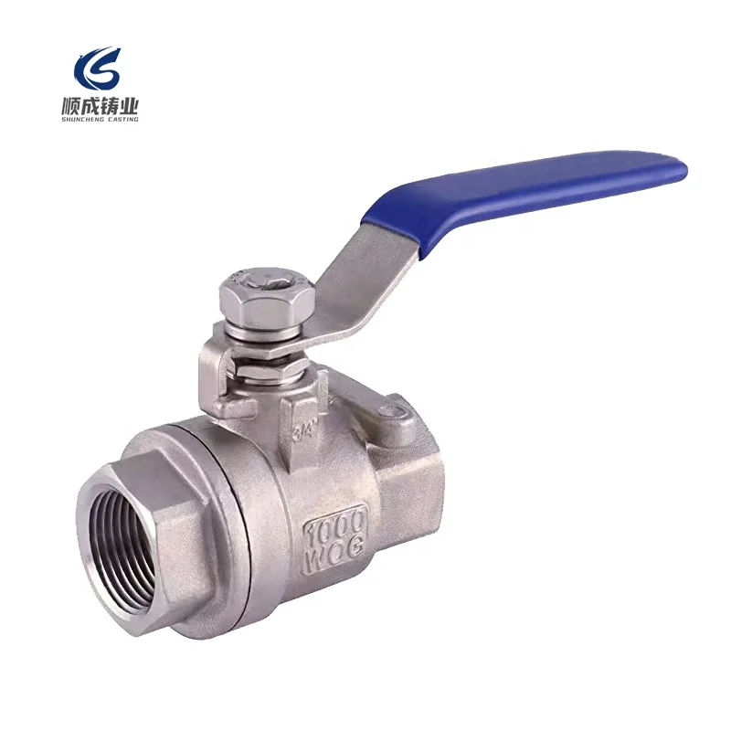 2pc Stainless steel Casting iron SS304/316 female threaded ISO 5211 direct mounting pad manual locking handle ball valve