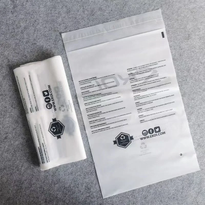 Compostable Zip Packaging Bag Reusable Pla Corn Starch Cpe Eva Frosted Zipper Plastic Bag For Cloth Packaging