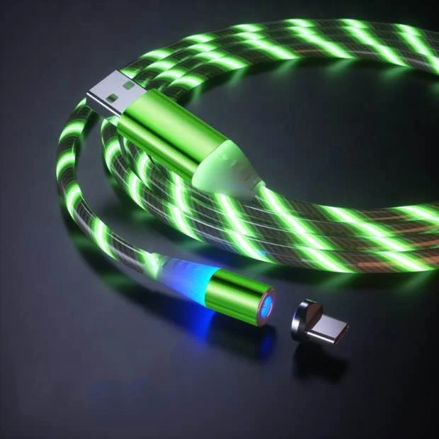  Лидер продаж цветной зарядный micro usb кабель 2 4 А 8pin type c 3 в 1 магнитный со светодиодной подсветкой для iphone apple samsung мобильных