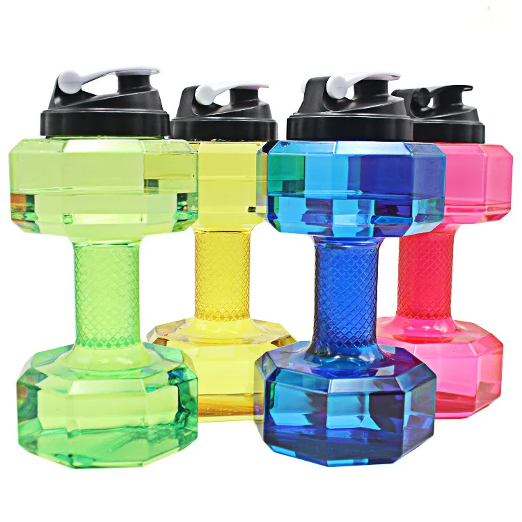 2023 2.2L Dumbbell Shape Water Bottle for Exercise Gym Fitness Sports Workout PE Plastic Office Adults Modern Climbing Support