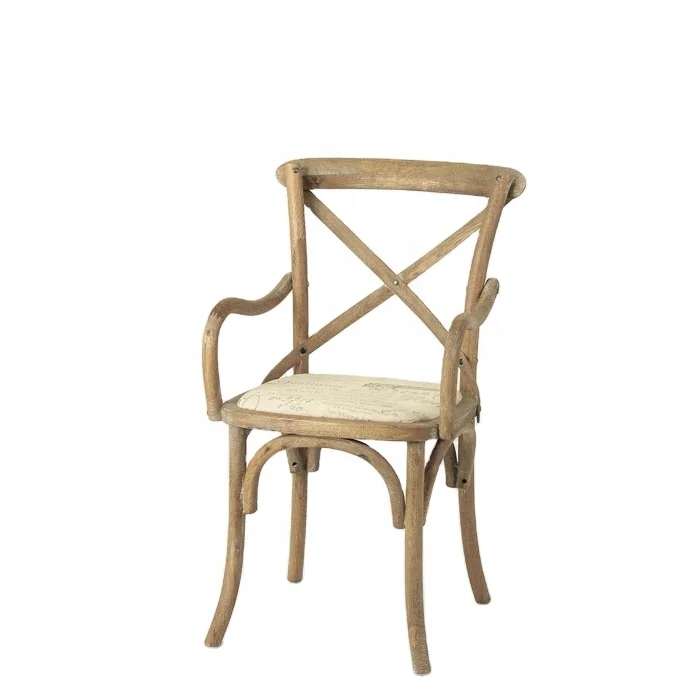 Home furniture antique oak natural finishing armchair /wooden cross back chair/resturant chair(CH-528-OAK)