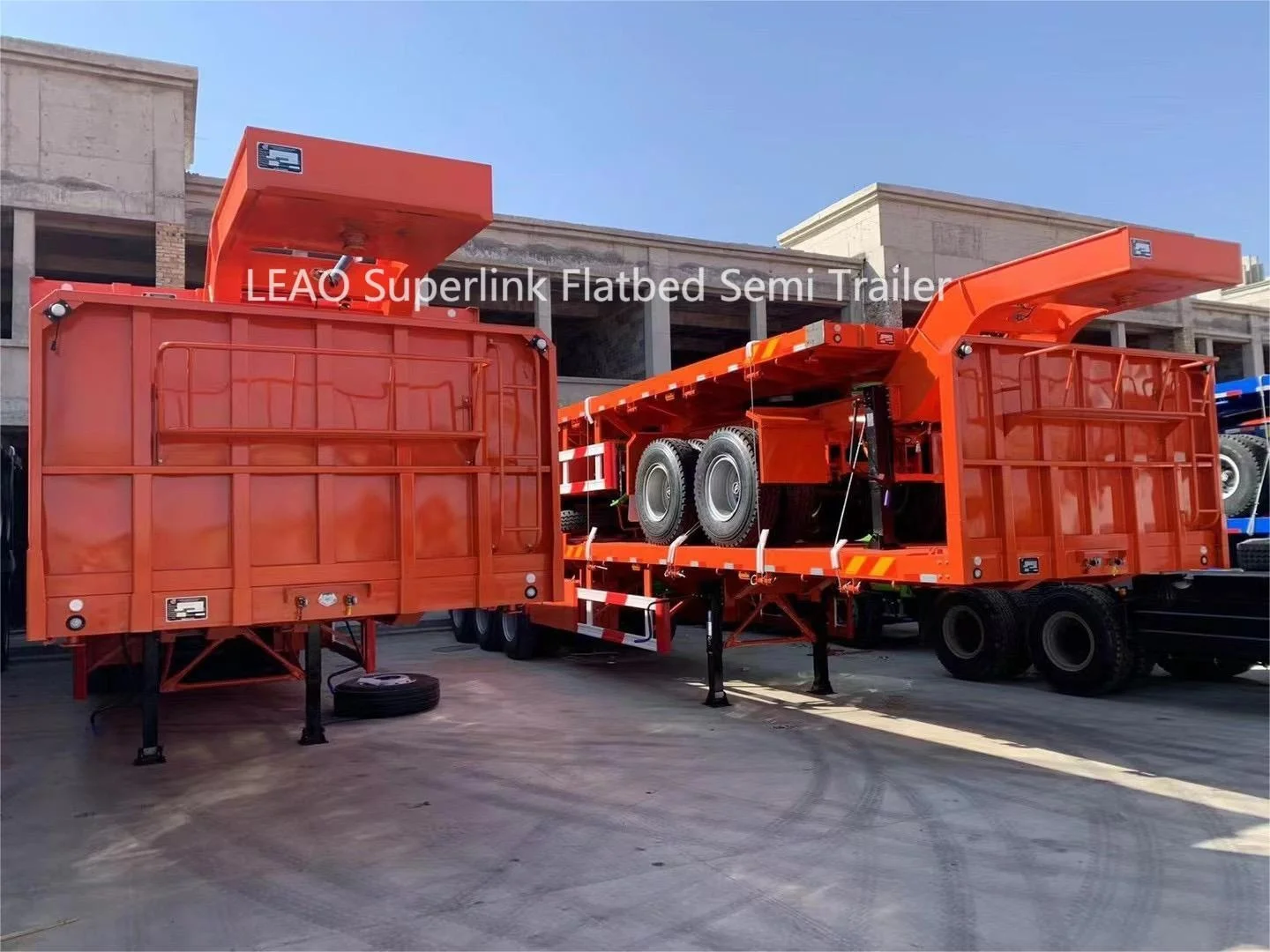 Сверхмощный 3 оси 40ft 60ton Interlink супер ссылка бортовой полуприцеп Мерседес Бенц грузовик с прицепом LEAO трейлер стальная 6 или 12 единиц