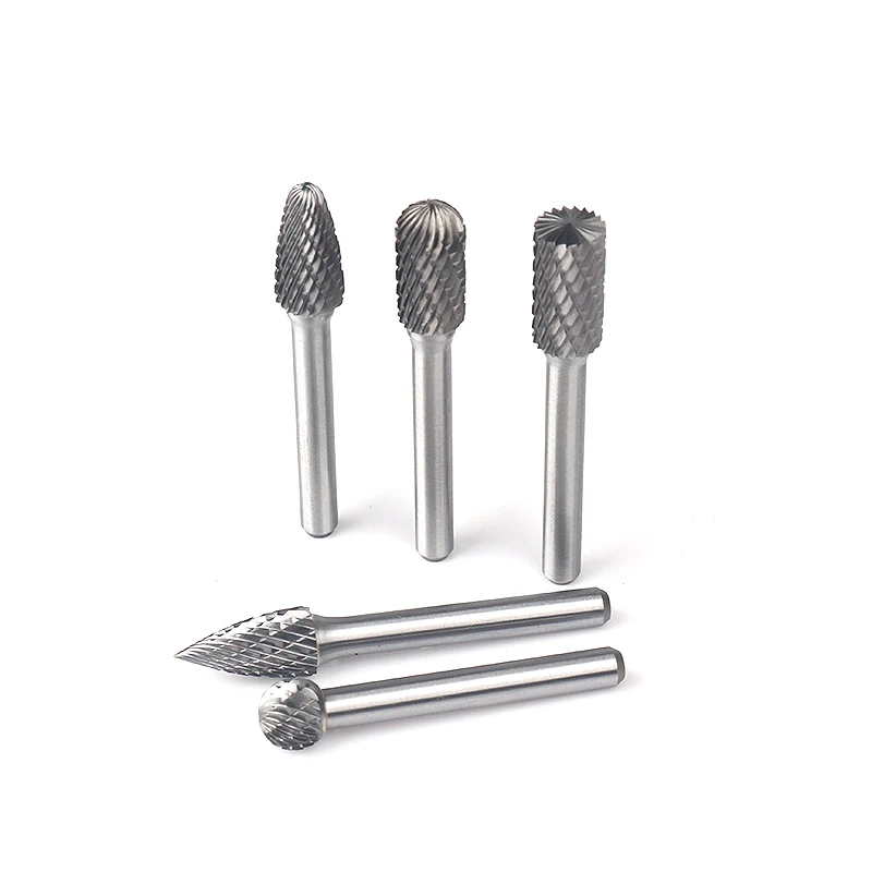 wanya Wholesale Manufacturer OEM 5 pieces 6 mm 1/4inch Shank Burr Set Tungsten Carbide Rotary Burrs for Diamond Grinding Cutting