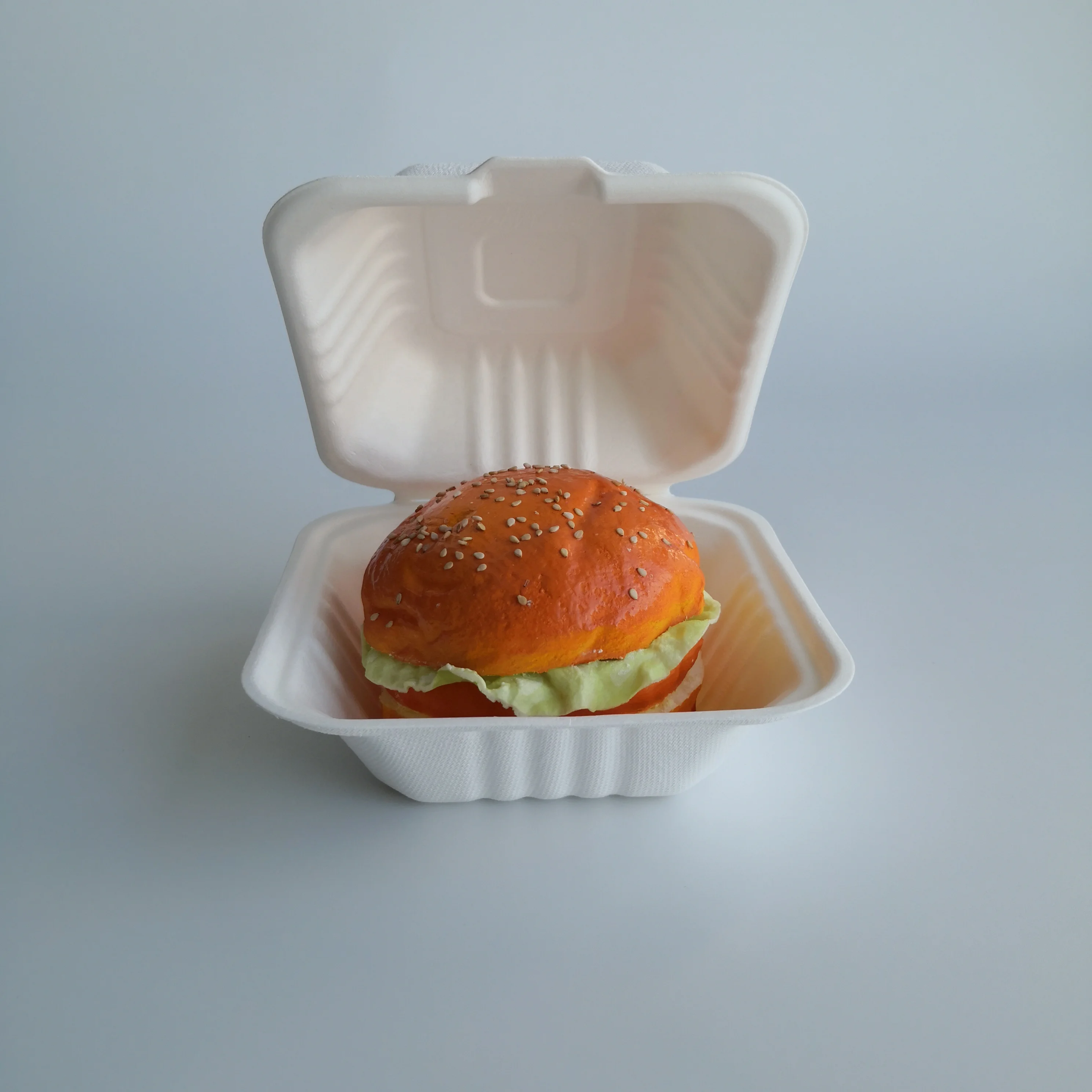 Biodegradable wheat fiber molded pulp burger packaging