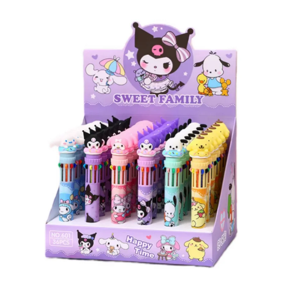 Wholesale 36pcs/box Sanrios Stationery Set School Pressing Neutral Pen Cartoon Cute Multicolor Anime Pen San-rio Accessories