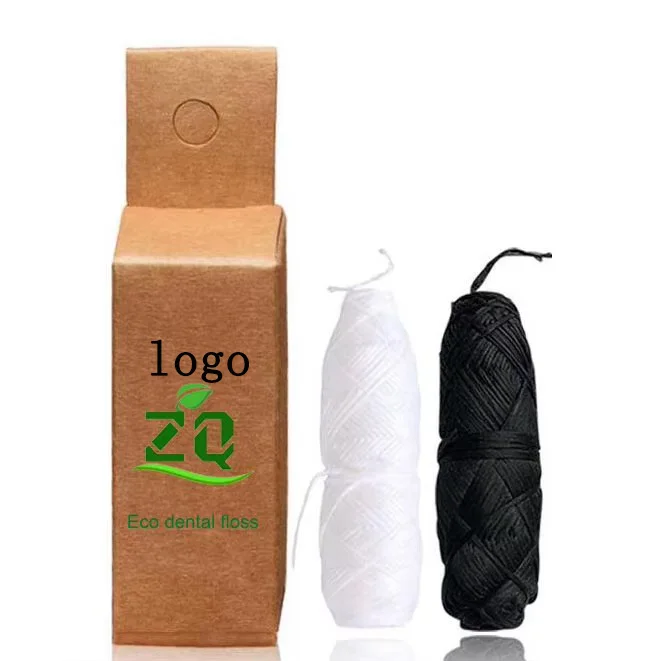 30m Eco Premium Plastic Free Biodegradable Oral Care Vegan Corn Dental Floss Natural Mint Bamboo Charcoal Dental Floss Pick